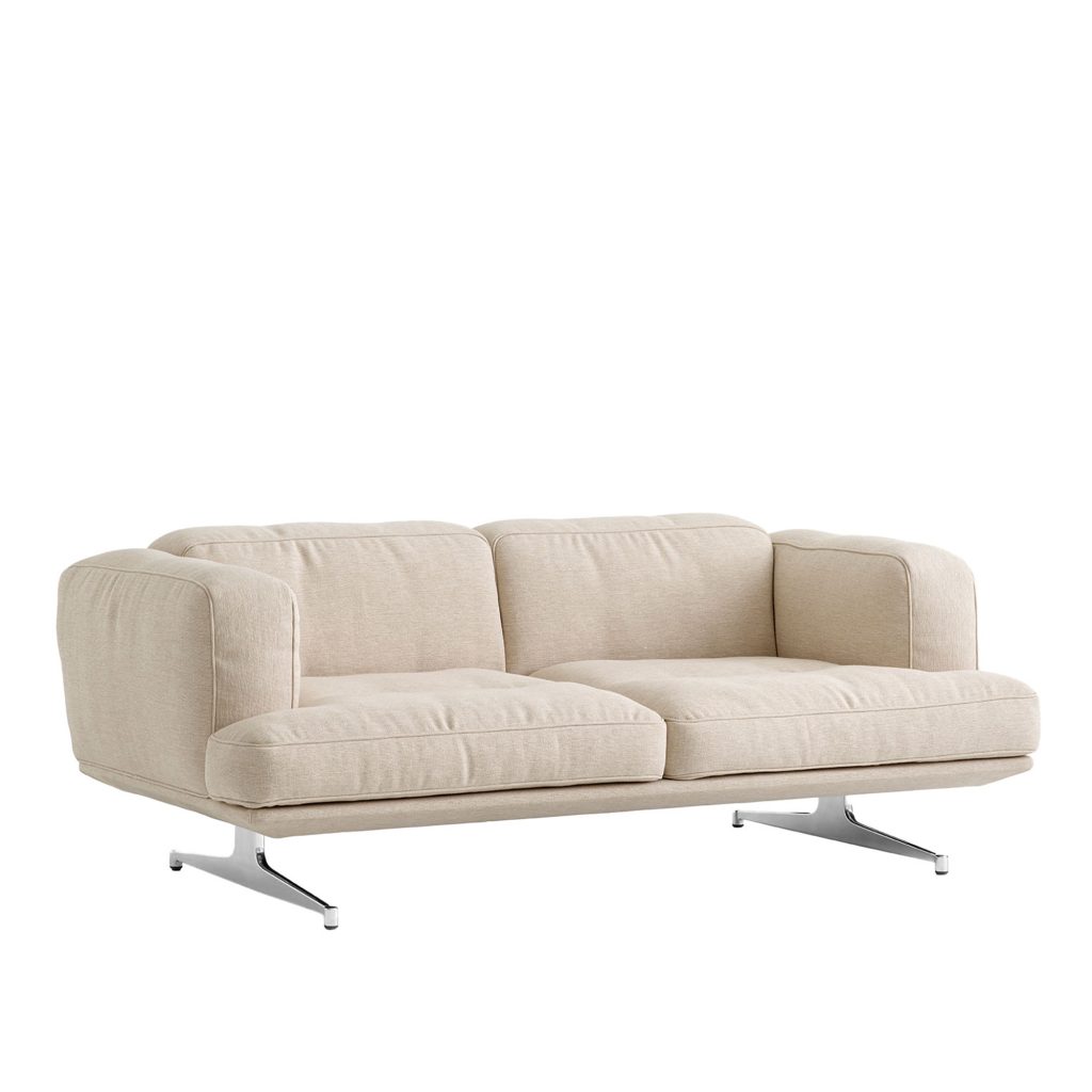 Soffa – Inland AV22 2-sits soffa polerad aluminium ben clay 0011 – Vit