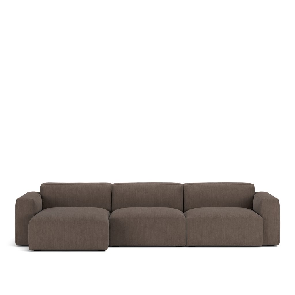 Divansoffa – Brick 3-sits Schäslong Vänster Shadow Mörk Brun Fast klädsel – Brun