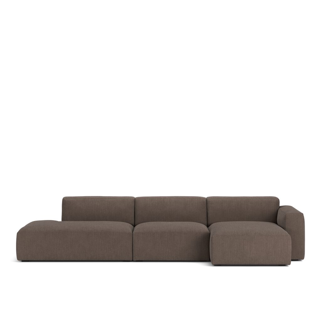Divansoffa – Brick 3-sits Schäslong Öppen ände Vänster Shadow Mörk Brun Fast klädsel – Brun