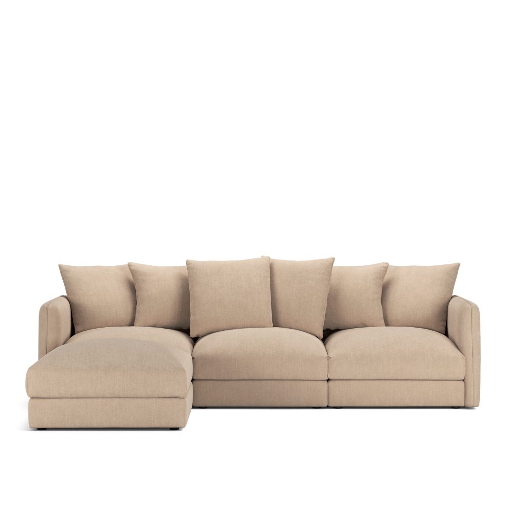 3-sits soffa – Pavarotti 3-sits Med Ottoman Shadow Beige Avtagbar klädsel