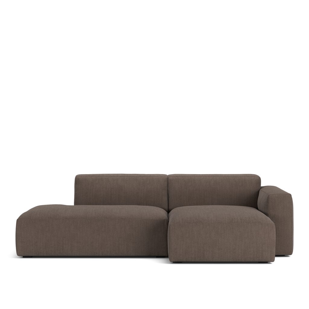 Divansoffa – Brick 2-sits Schäslong Öppen ände Vänster Shadow Mörk Brun Avtagbar klädsel – Brun