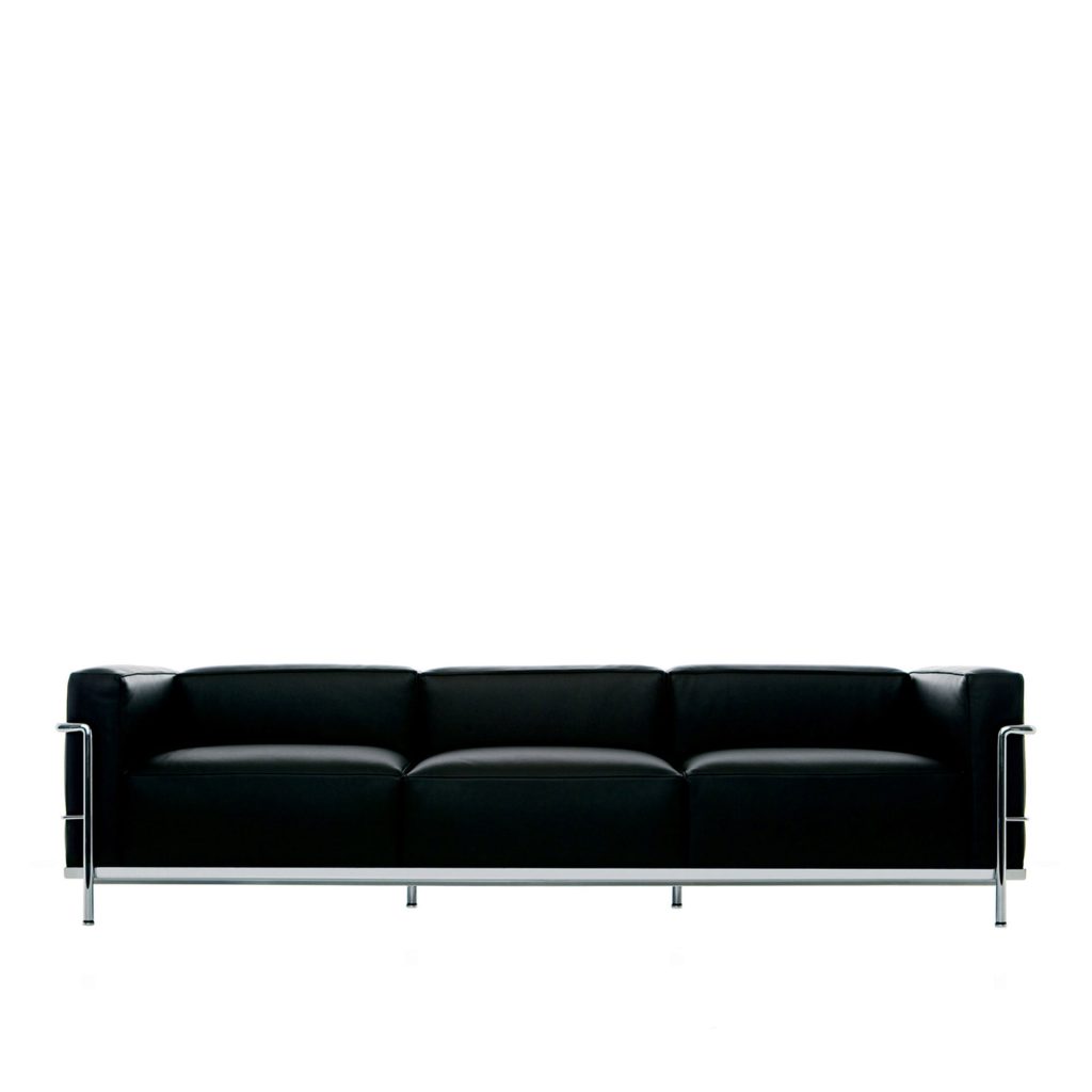 3-sits soffa – LC3 3-sits Krom Ram, Polyester Padded, LCX 13X414 – Svart