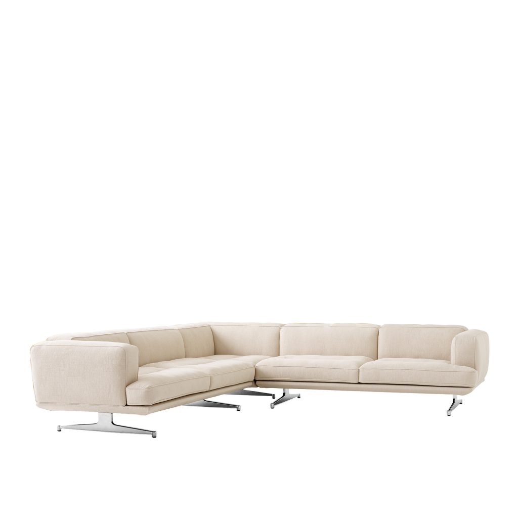 Hörnsoffa – Inland AV41 hörn soffa polerad aluminium ben cifrado 0221 – Beige