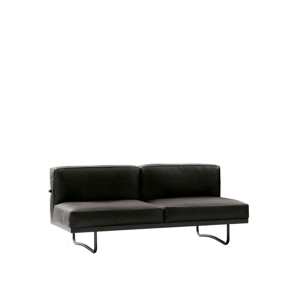2-sits soffa – LC5 2-sits, Svart Enamel Ram, LCX 13X411 – Grå