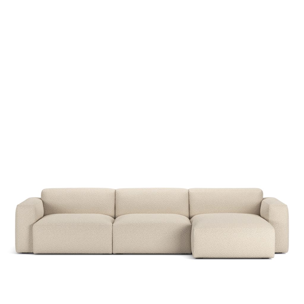 Divansoffa – Brick 3-sits Schäslong Höger Ascot Vit Fast klädsel – Vit