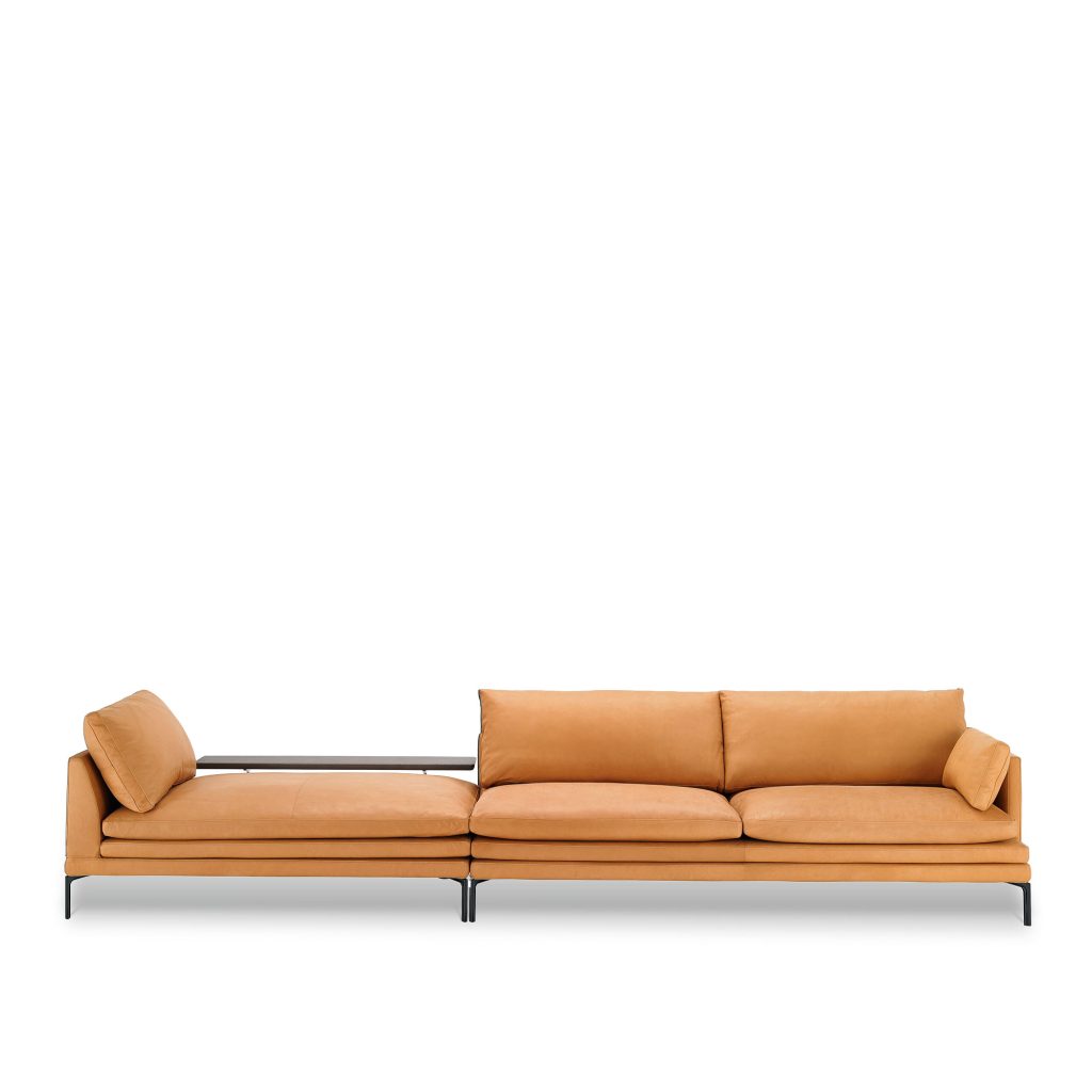 Hörnsoffa – William Modulsoffa, Svart Painted Alu, Läder Kat. 99 Extra 0414 – Brun