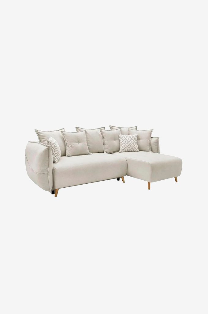 Divansoffa – Hörn Bäddsoffa Puffy Höger – Vit