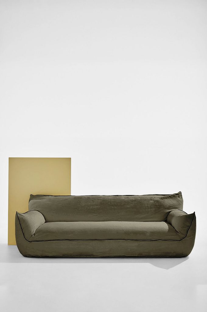 4-sits soffa – Gia soffa i linne, 3,5 sits – Grå
