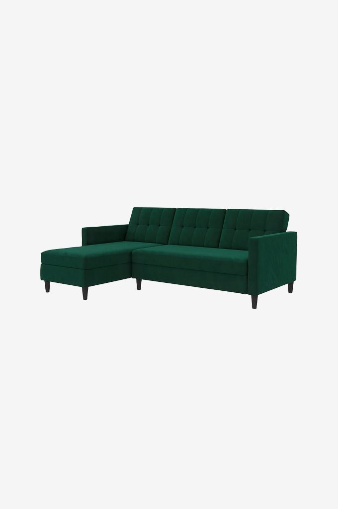 Bäddsoffa – 3-sits med schäslong Hartford – Grön