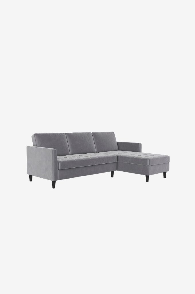 Bäddsoffa – 3-sits med schäslong Presley – Grå (11 999 kr)