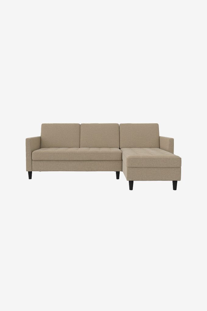 Bäddsoffa – 3-sits med schäslong Presley – Brun