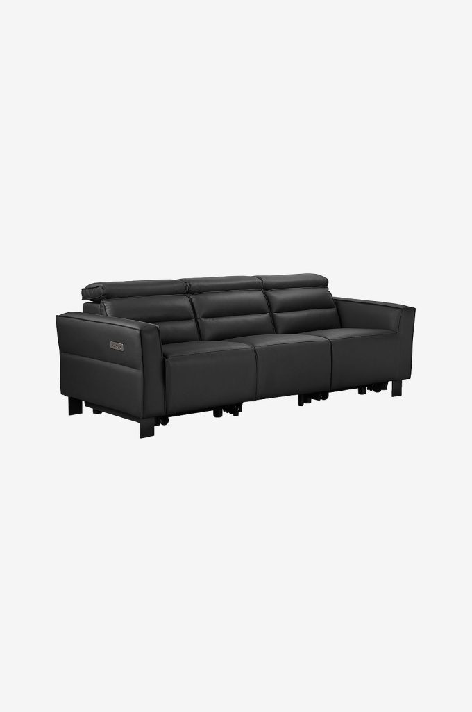 3-sits soffa – 3-sits 2 elektriska vilstolar Carpari – Svart