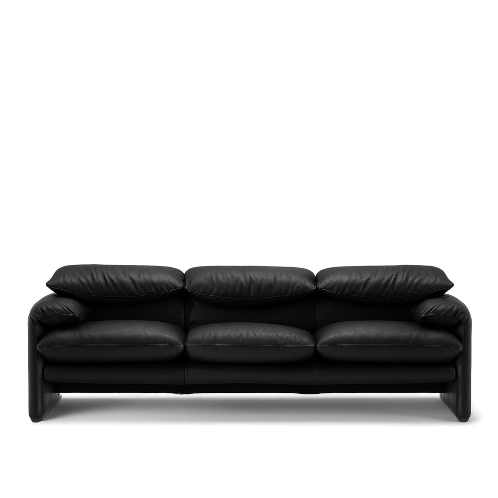 3-sits soffa – 675 Maralunga 3-sits, Bredd 238 cm, Läder: Kat. Y Extra – Svart