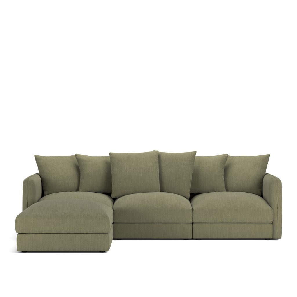 3-sits soffa – Pavarotti 3-sits Med Ottoman Shadow Grön Fast klädsel