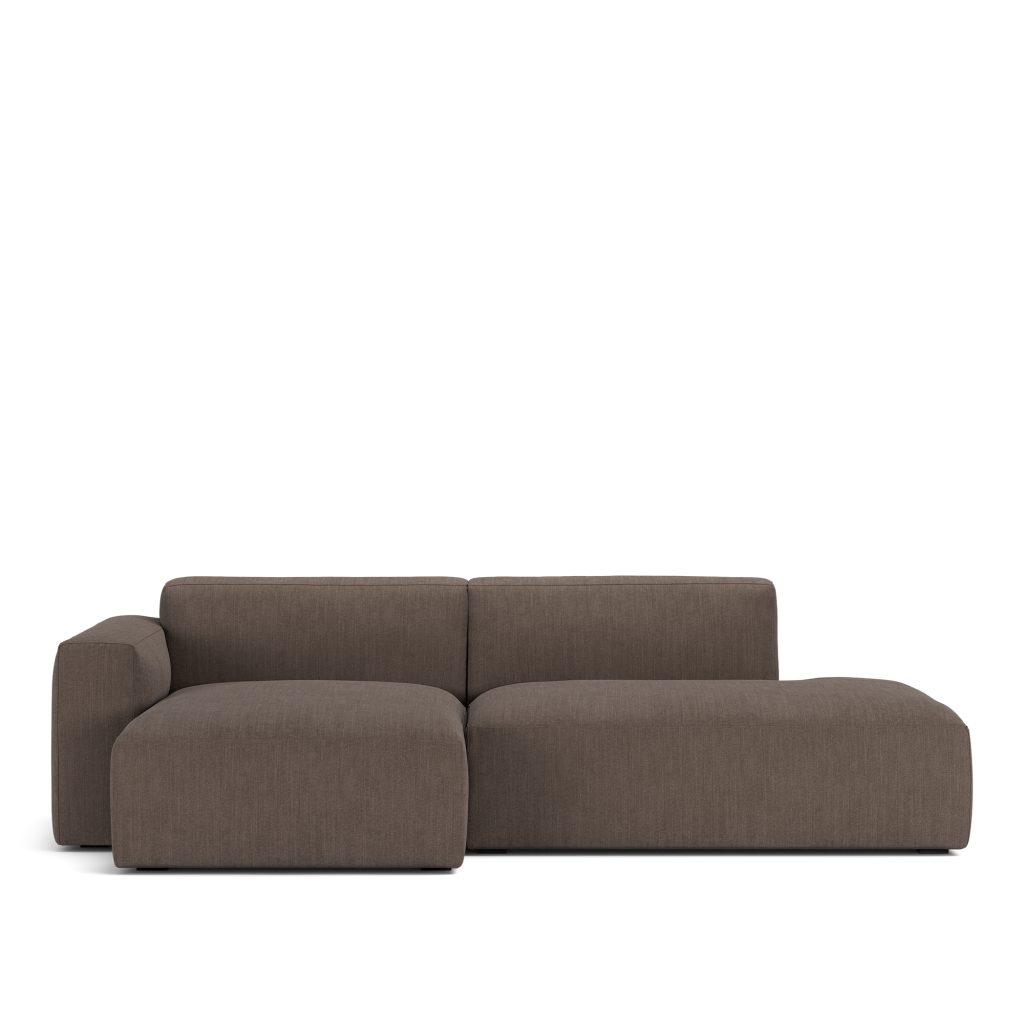 Divansoffa – Brick 2-sits Schäslong Öppen ände Höger Shadow Mörk Brun Fast klädsel – Brun