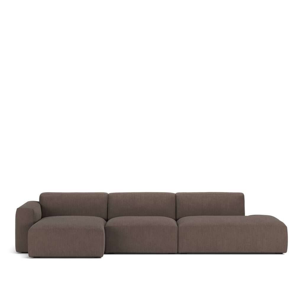 Divansoffa – Brick 3-sits Schäslong Öppen ände Höger Shadow Mörk Brun Avtagbar klädsel – Brun