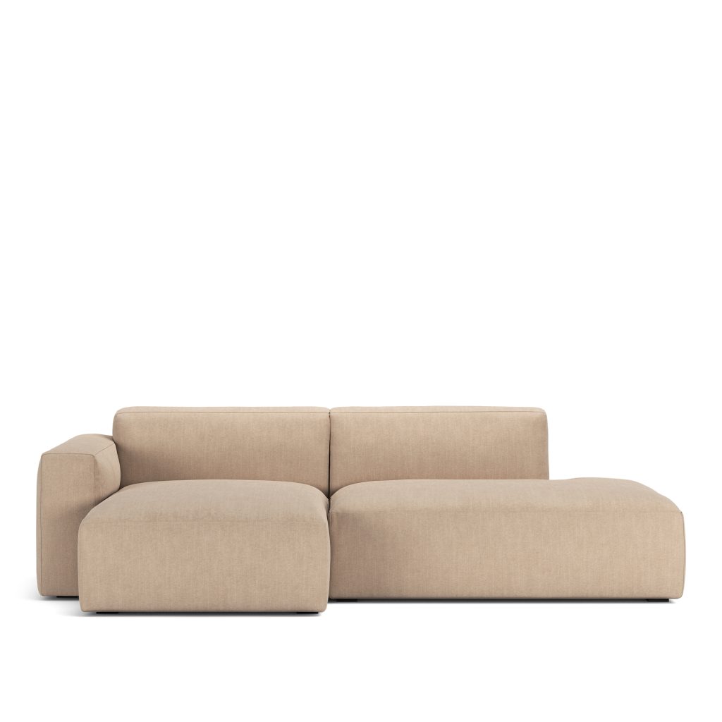 Divansoffa – Brick 2-sits Schäslong Öppen ände Höger Shadow Beige Avtagbar klädsel – Beige