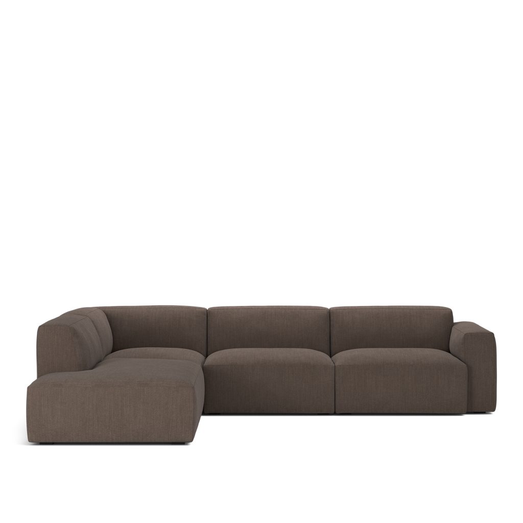 Hörnsoffa – Brick 4-sits Hörn Öppen ände Vänster Shadow Mörk Brun Avtagbar klädsel – Brun