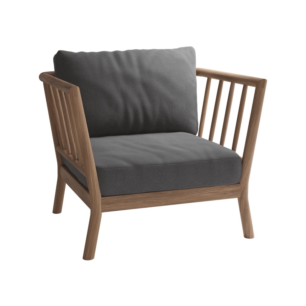 Soffa Utomhus – Tradition Lounge Chair, Kolgrå, Teak FSC 100% – Svart