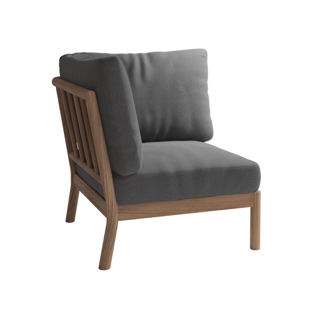 Soffa Utomhus – Tradition Hörnmodul, Kolgrå, Teak FSC 100% – Svart