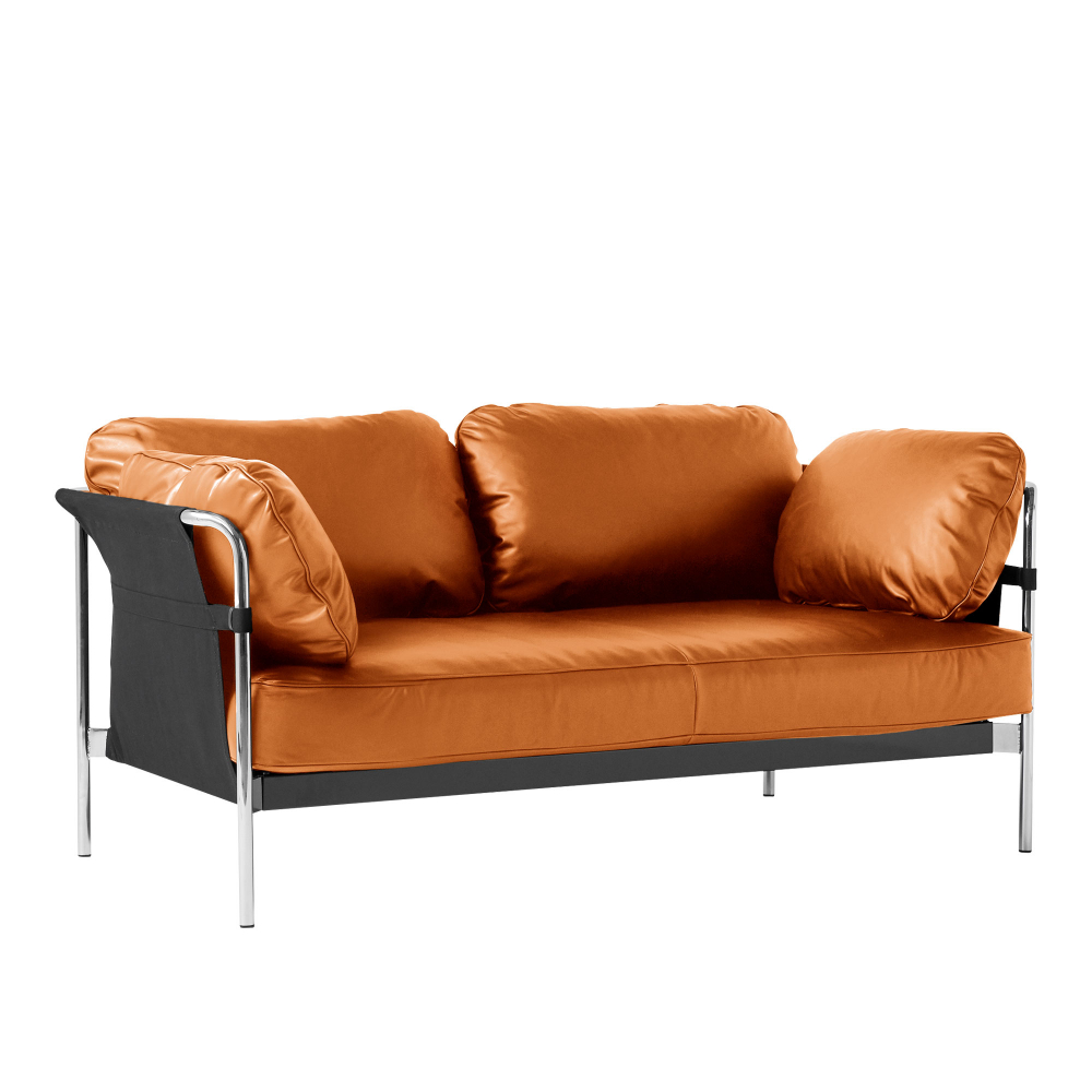 2-sits soffa – Can 2-sits, Krom Underrede, Svart Canvas – Brun