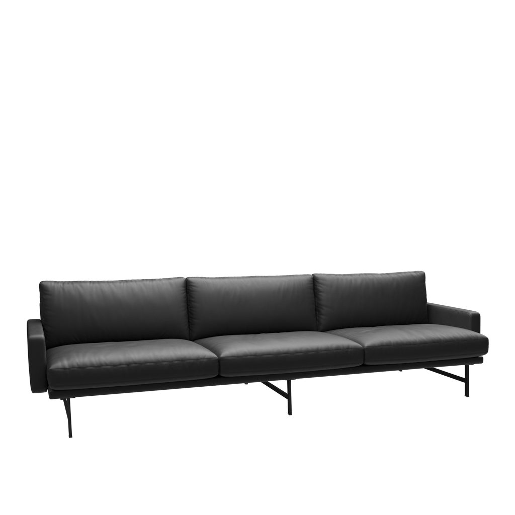 3-sits soffa – PL113 Lissoni 3-sits, Läder, Elegance Svart – Svart