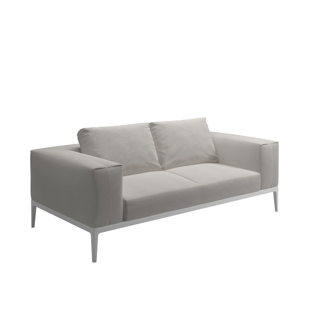 Soffa Utomhus – Grid, Ram Vit, Blend Linne – Beige
