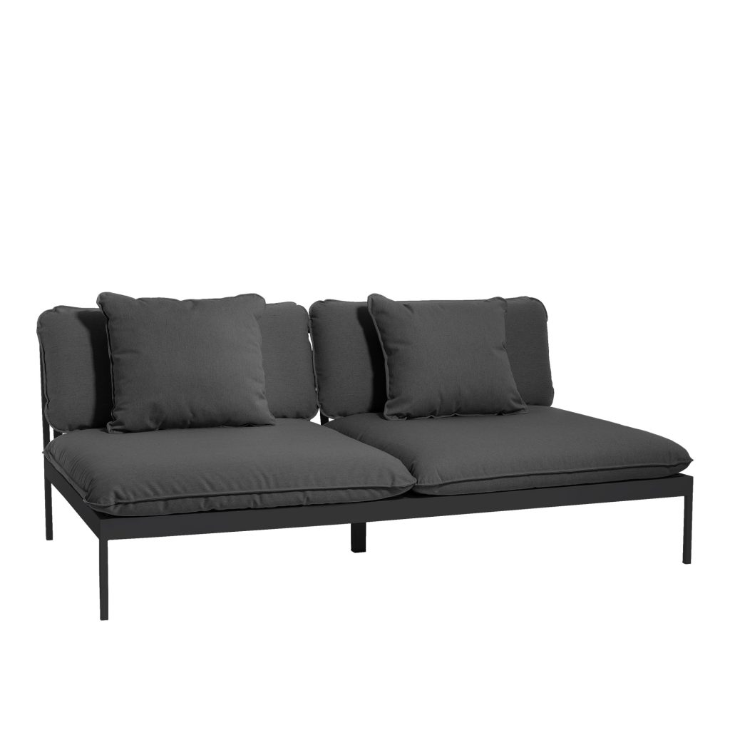 Soffa Utomhus – Bönan Loungesoffa, Mörk Grå Aluminium Ram – Grå