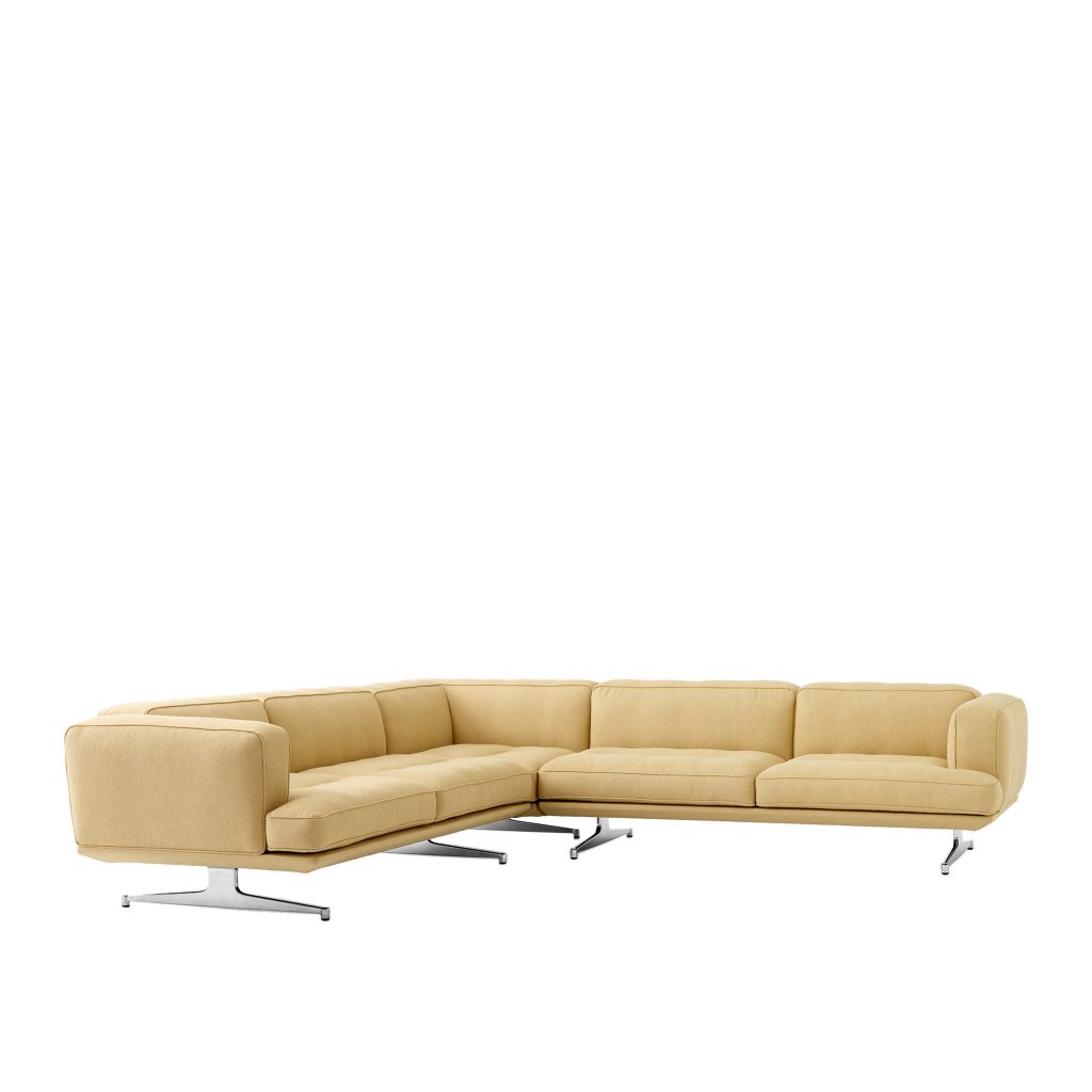Hörnsoffa – Inland AV41 hörn soffa polerad aluminium ben acca 0231 – Gul