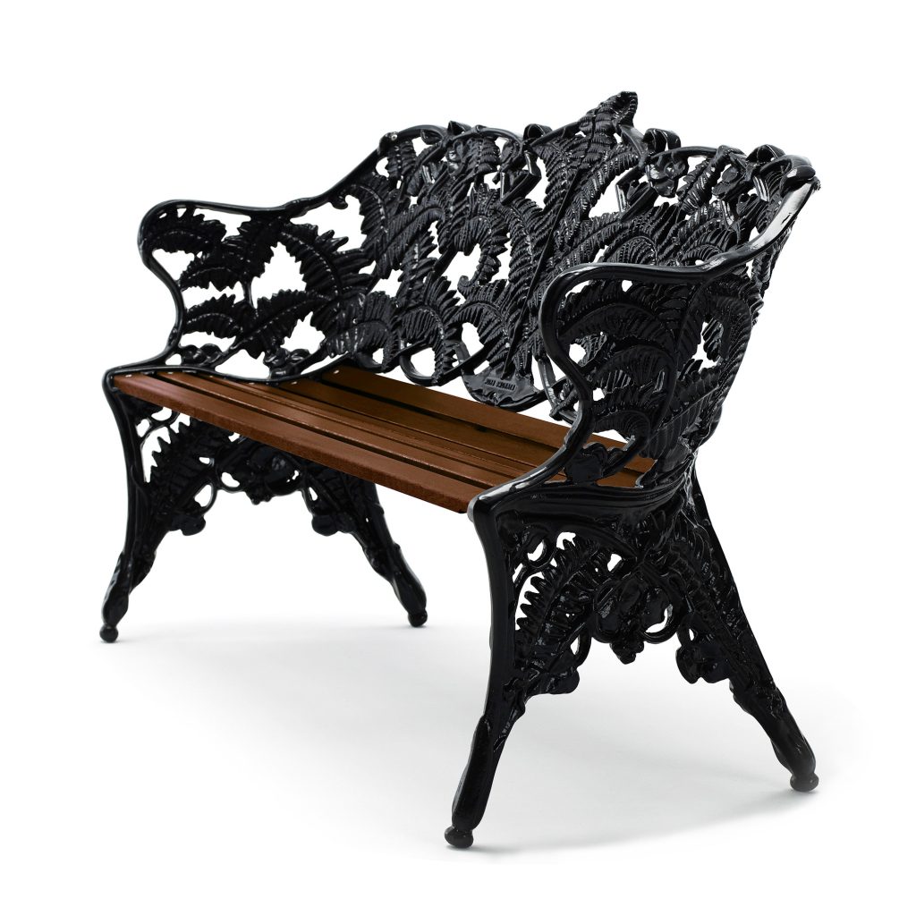 Soffa Utomhus – Klassisk Ormbunkssoffan Oljad Mahogny/Svartlaserad Aluminium – Svart