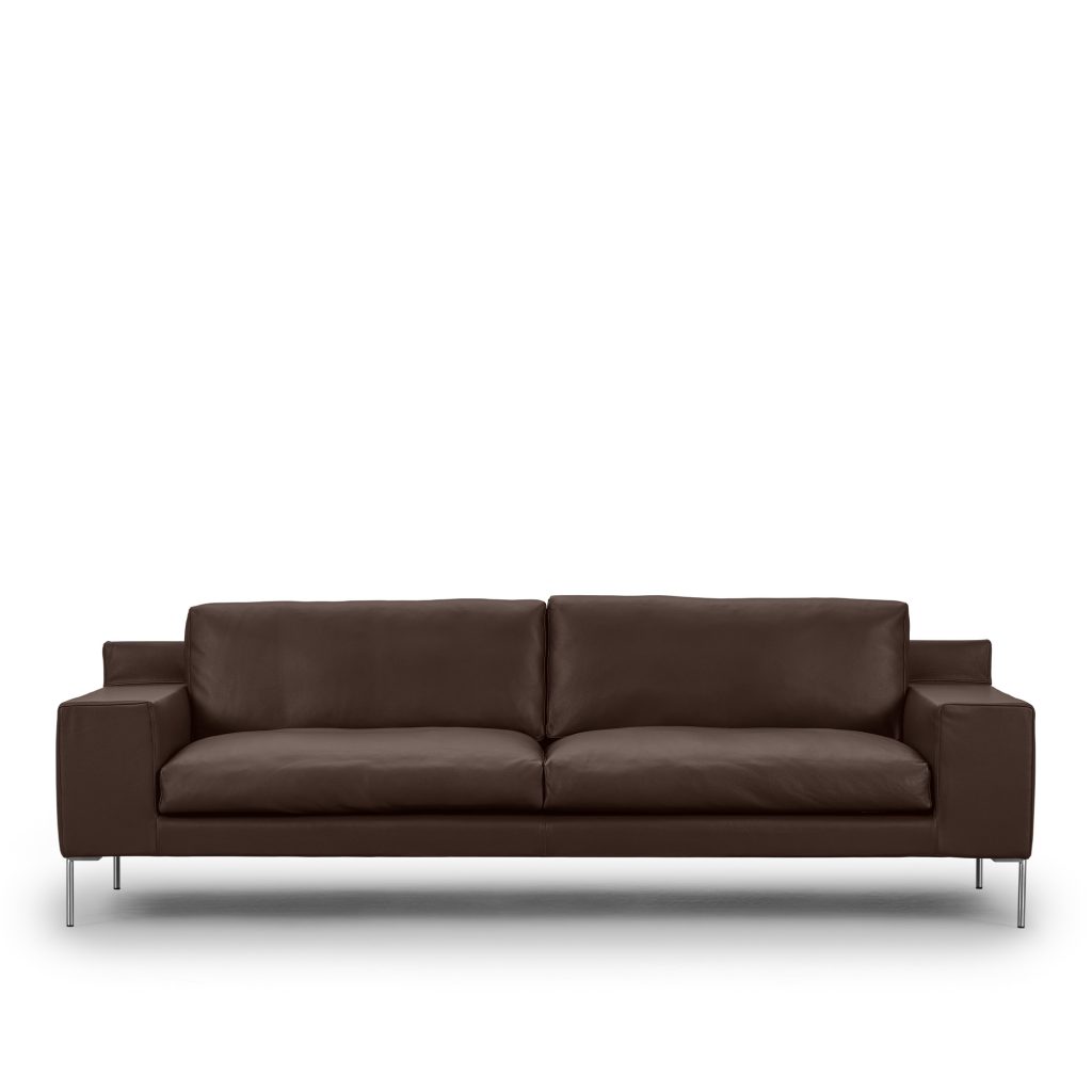 Hörnsoffa – SHU 90 x 240 cm Promotion Borstat rostfritt stål Ø18 x 175 mm Fast klädsel Texas – Brun
