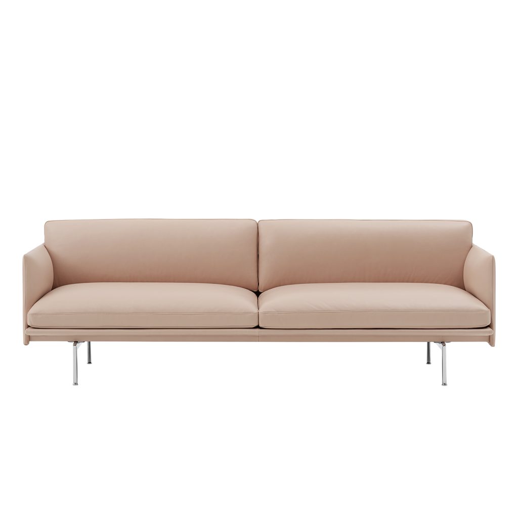 3-sits soffa – Outline 3-sits / Polerad Aluminium Underrede Refine Läder Beige