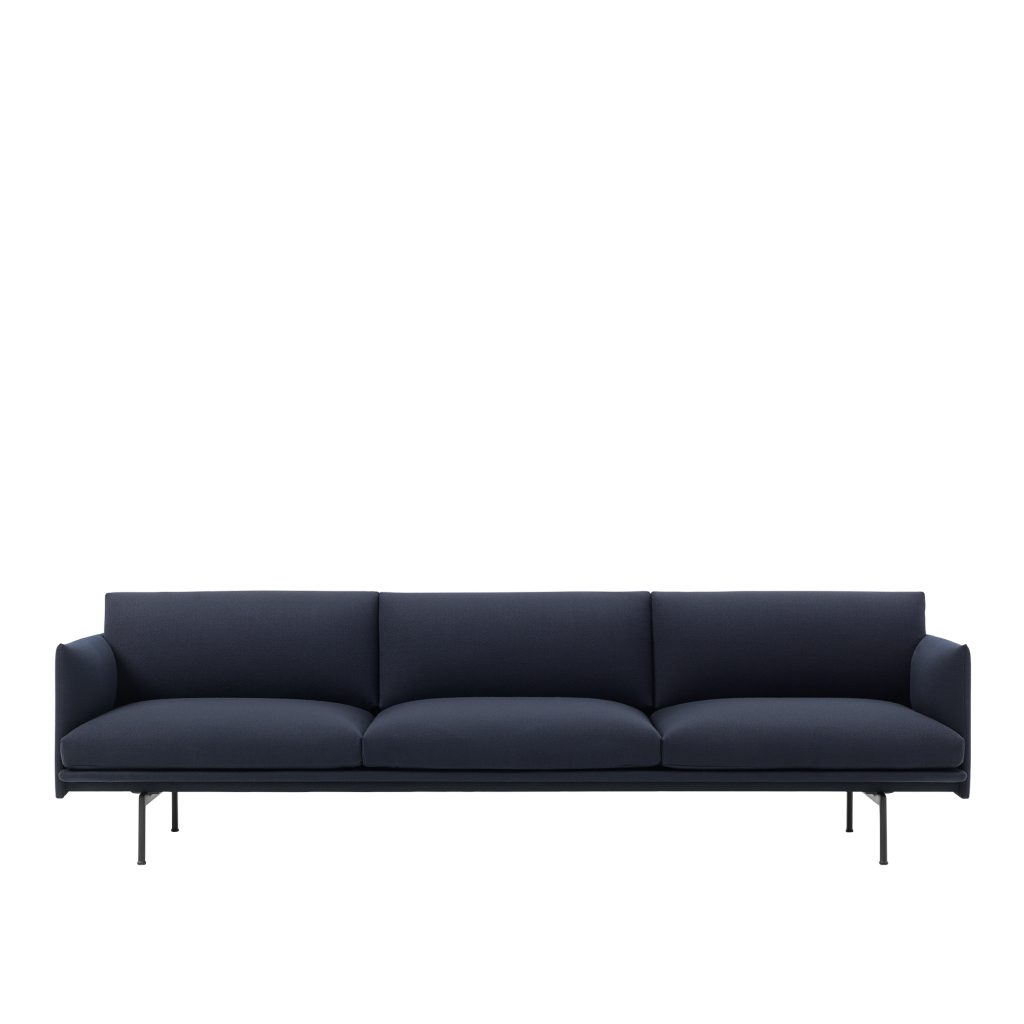 2-sits soffa – Outline 3 1/2-sits / Svart Underrede Vidar 554 – Blå