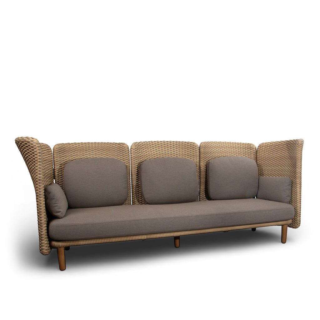 Soffa Utomhus – Arch 3-sits Med Hög arm-backrest – Natur Taupe Cane-line Flat Weave – Beige