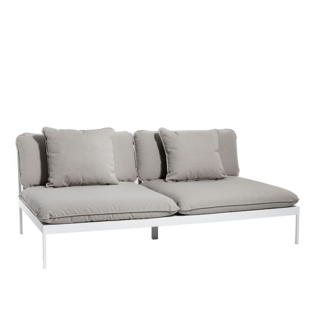Soffa Utomhus – Bönan Loungesoffa, Ljus Grå Aluminium Ram – Grå