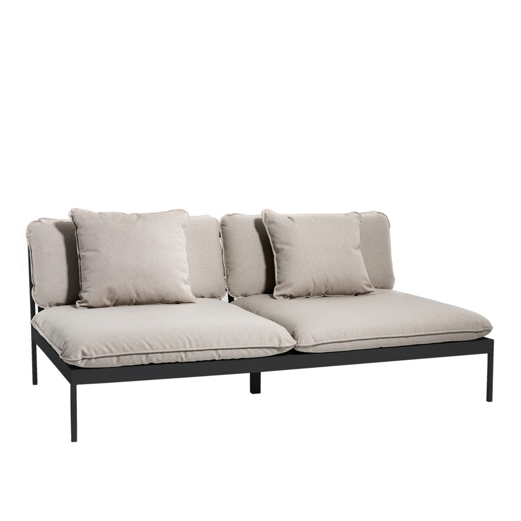 Soffa Utomhus – Bönan Loungesoffa, Mörk Grå Aluminium Ram – Grå
