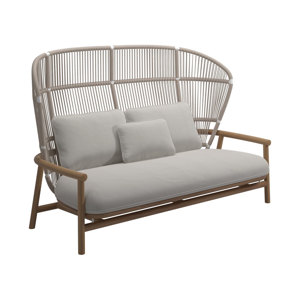 Soffa Utomhus – Fern Hög Rygg 2-sits, Vit/Dune, Blend Linne – Beige