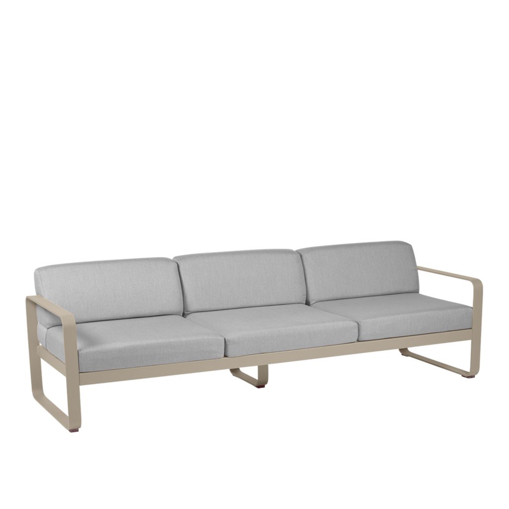 Soffa Utomhus – Bellevie 3-sits Flannel Grå Kuddar, Nutmeg