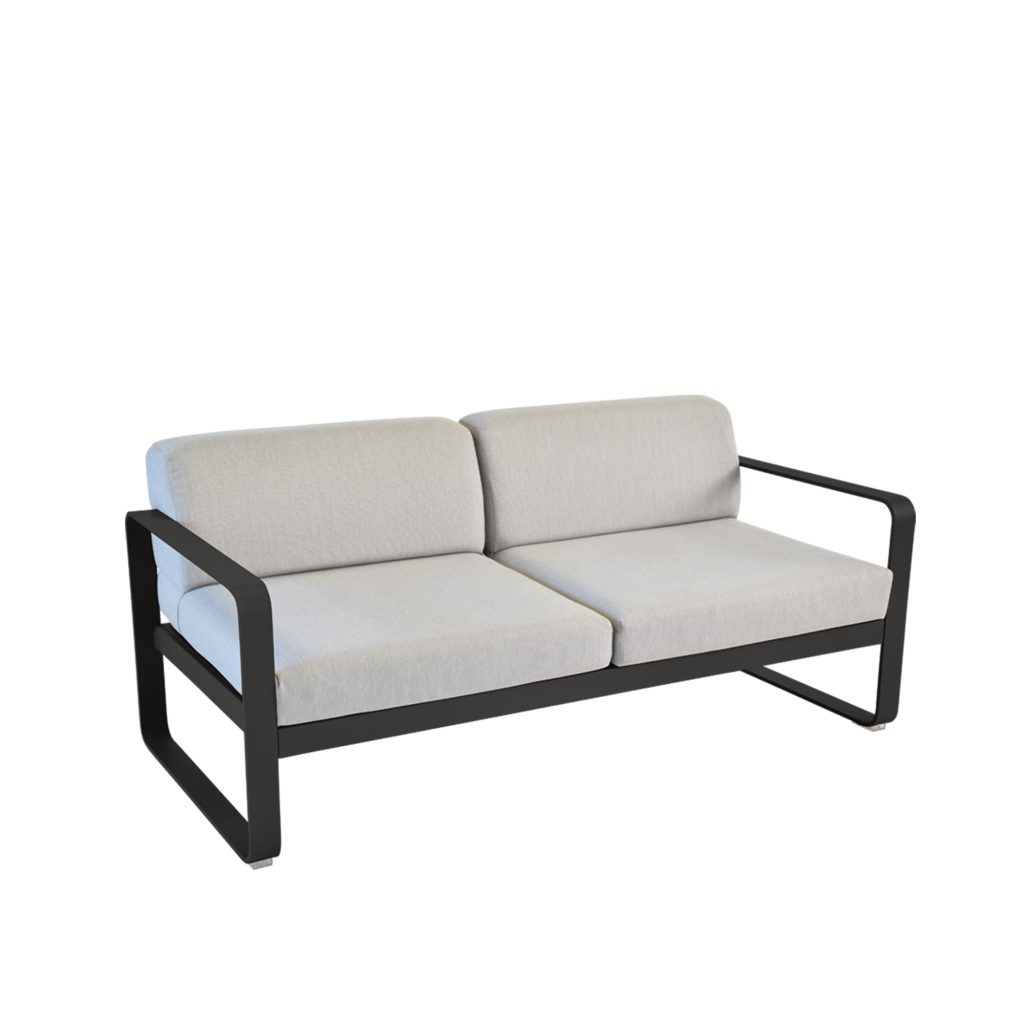 Soffa Utomhus – Bellevie 2-sits Flannel Grå Kuddar, Liquorice