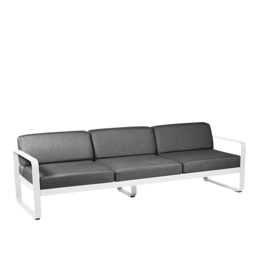 Soffa Utomhus – Bellevie 3-sits Grafit Grå Kuddar, Cotton Vit