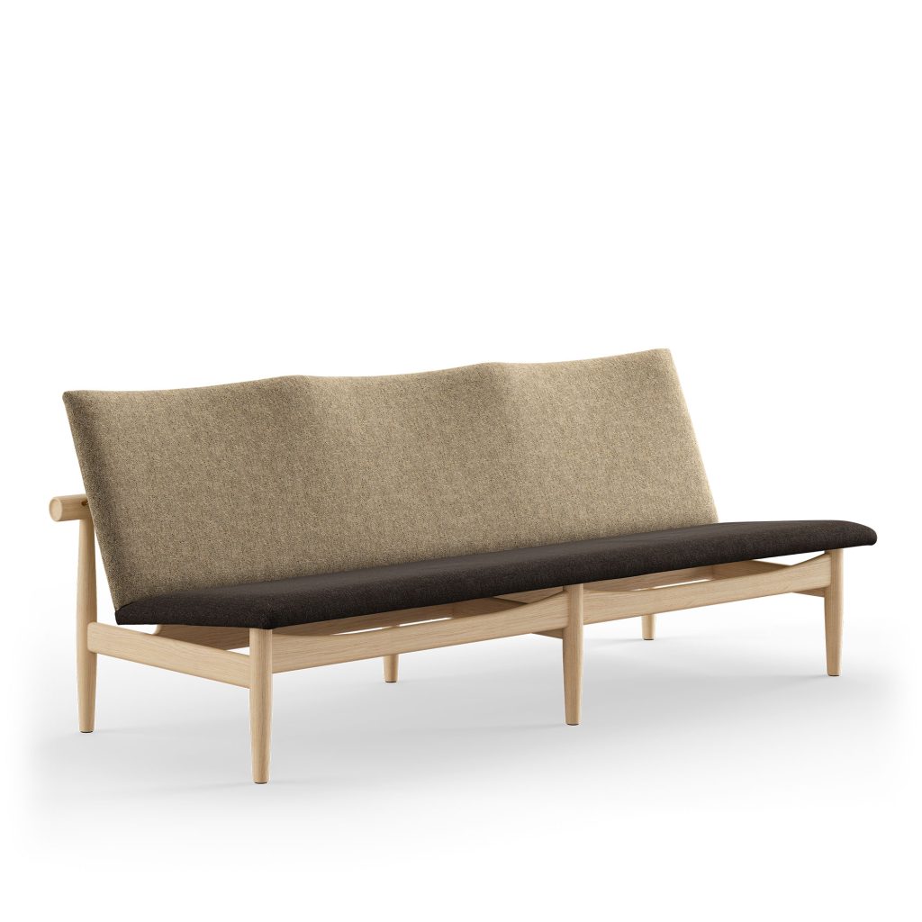 3-sits soffa – Japan 3-sits, Klar Oljad Ek, 376/227 – Träfärgad