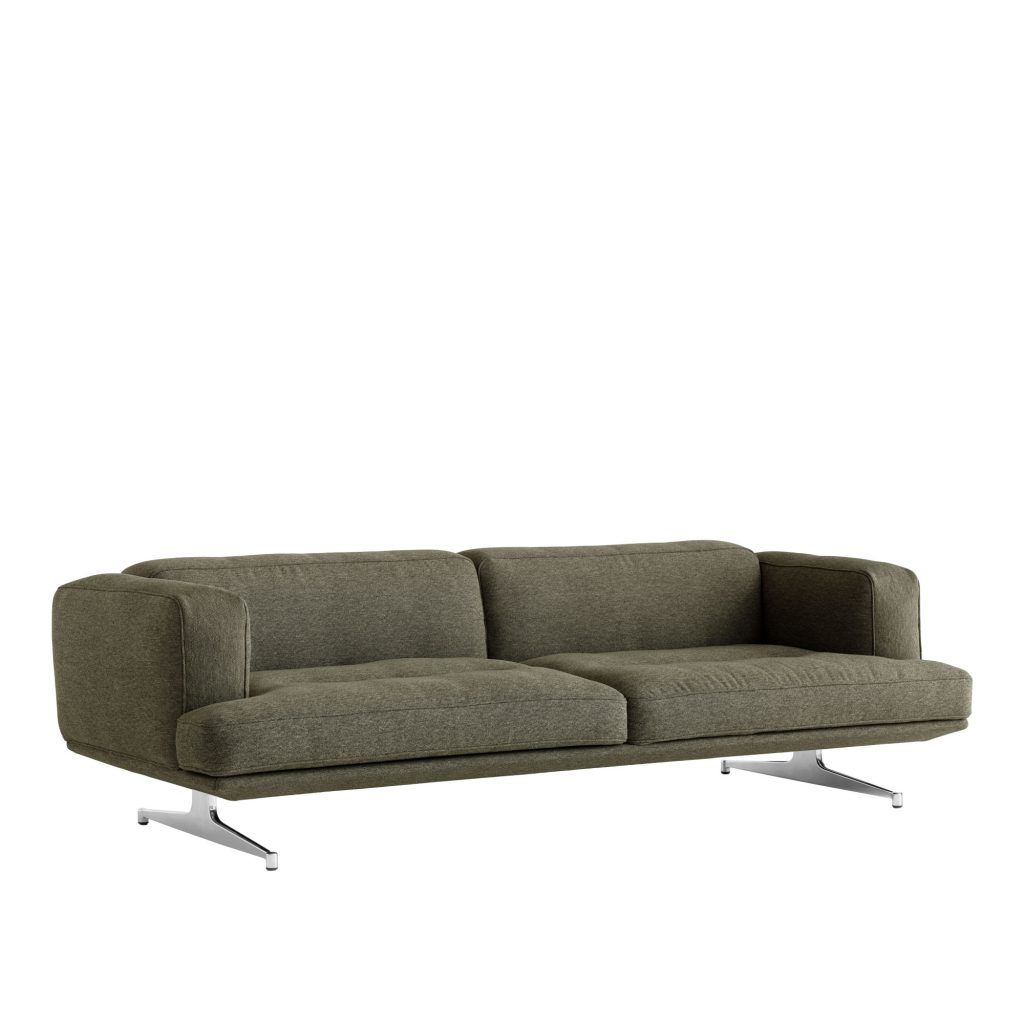 3-sits soffa – Inland AV23 3-sits soffa polerad aluminium ben clay 0014 – Brun