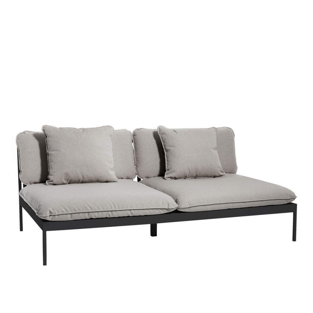 Soffa Utomhus – Bönan Loungesoffa, Mörk Grå Aluminium Ram – Grå
