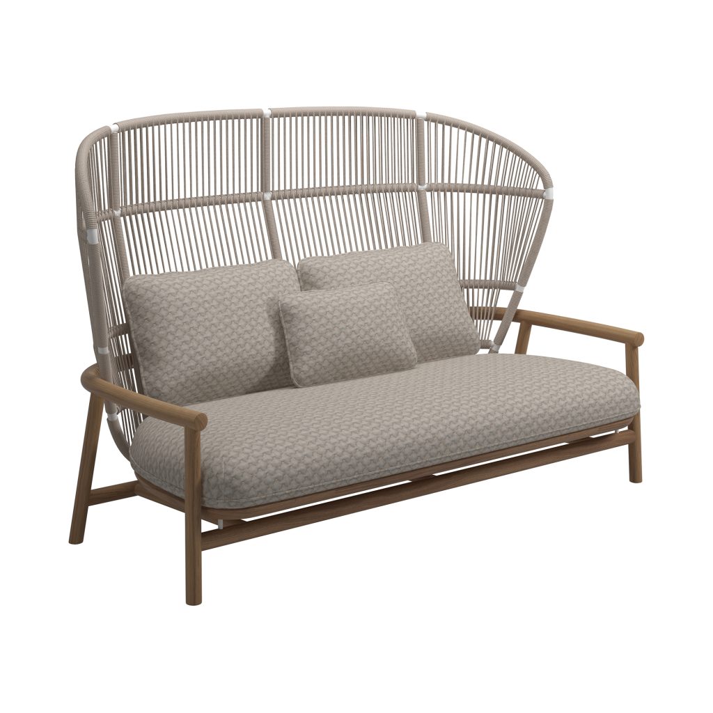 Soffa Utomhus – Fern Hög Rygg 2-sits, Vit/Dune, Wave Buff