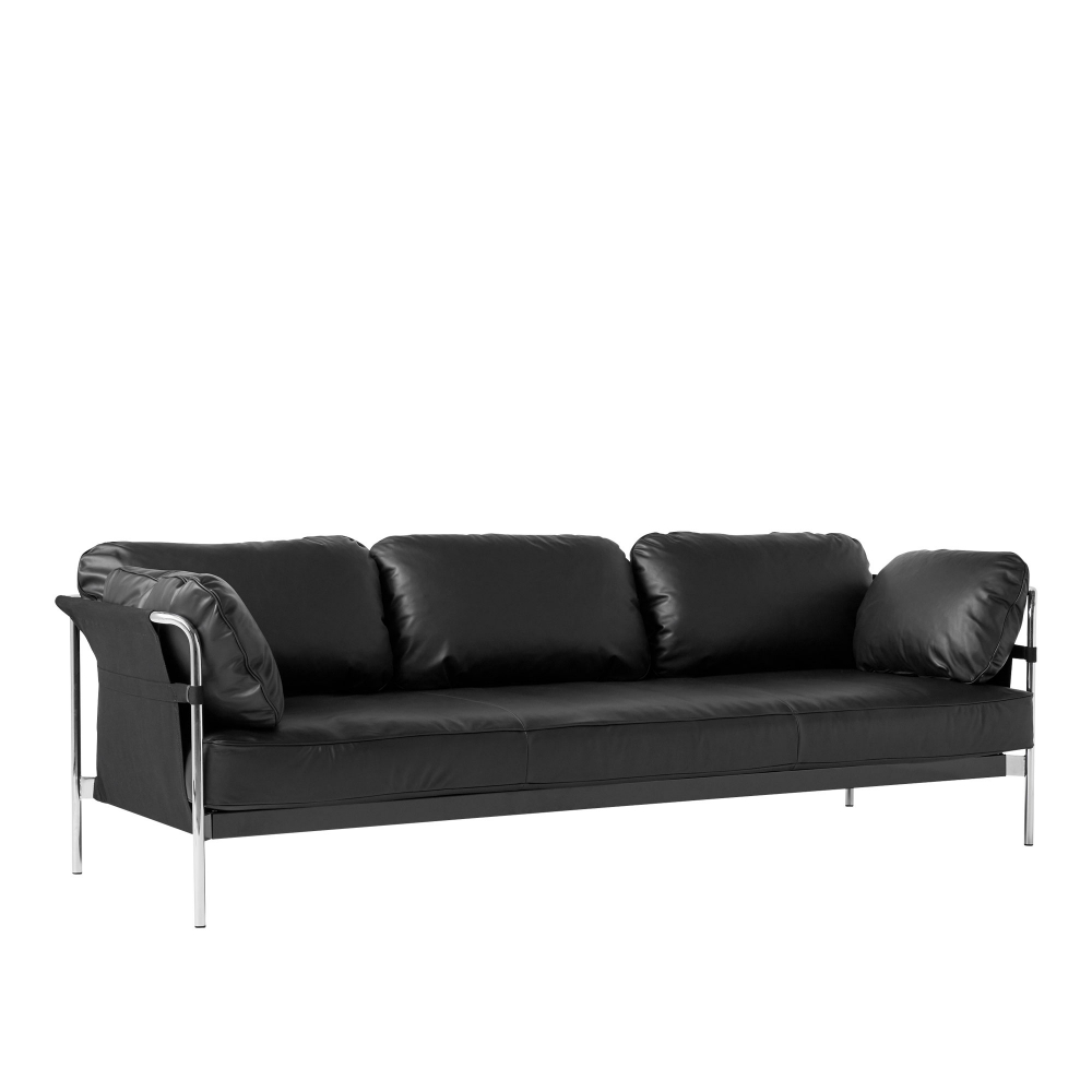3-sits soffa – Can 3-sits, Krom Underrede, Svart Canvas – Sense Svart