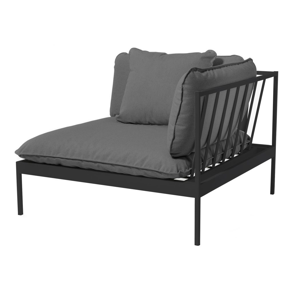 Soffa Utomhus – Bönan Lounge Ände / Hörn Mörk Grå / Mörk Grå Sling – Grå