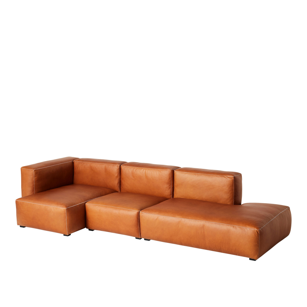 3-sits soffa – Mags Mjuk 3-sits Kombination 3 Vänster, Ljus Grå Sömmar – Sense Cognac