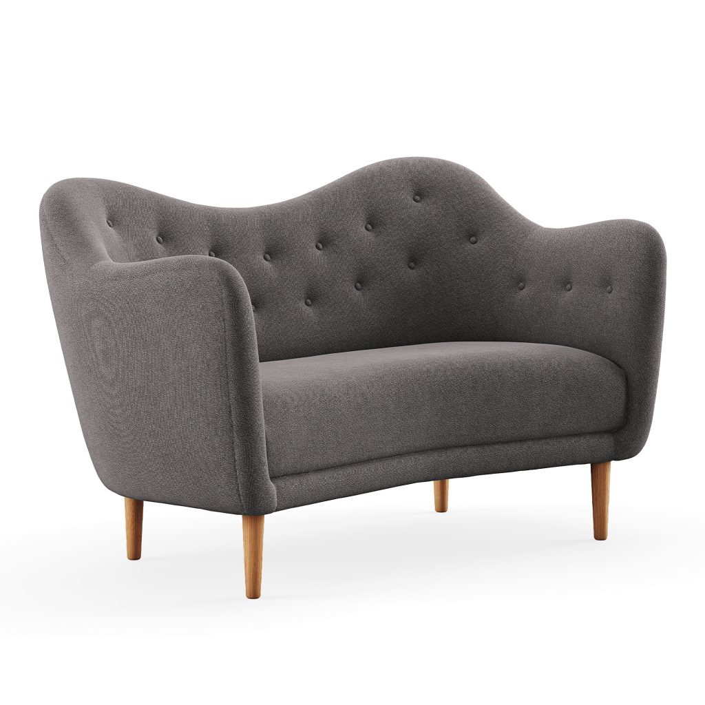 2-sits soffa – 46, Mörk Oljad Ek – Grå