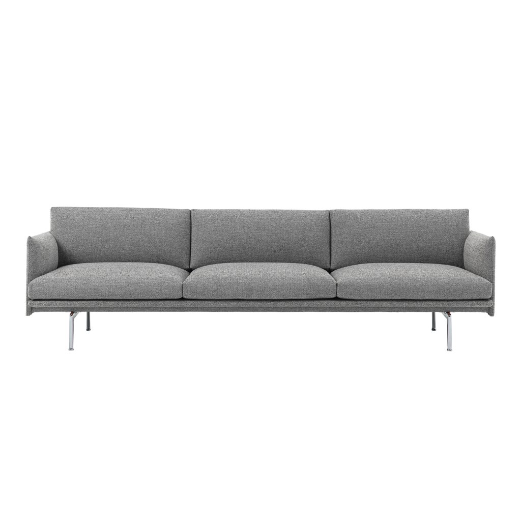 2-sits soffa – Outline 3 1/2-sits / Polerad Aluminium Underrede Hallingdal 166 – Grå