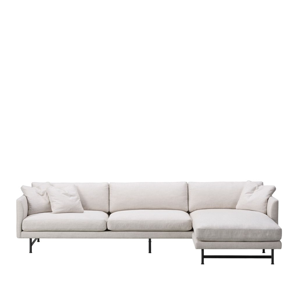 Divansoffa – Calmo 3-sits Chaise 80 Vänster, Svart Metallunderrede – Beige